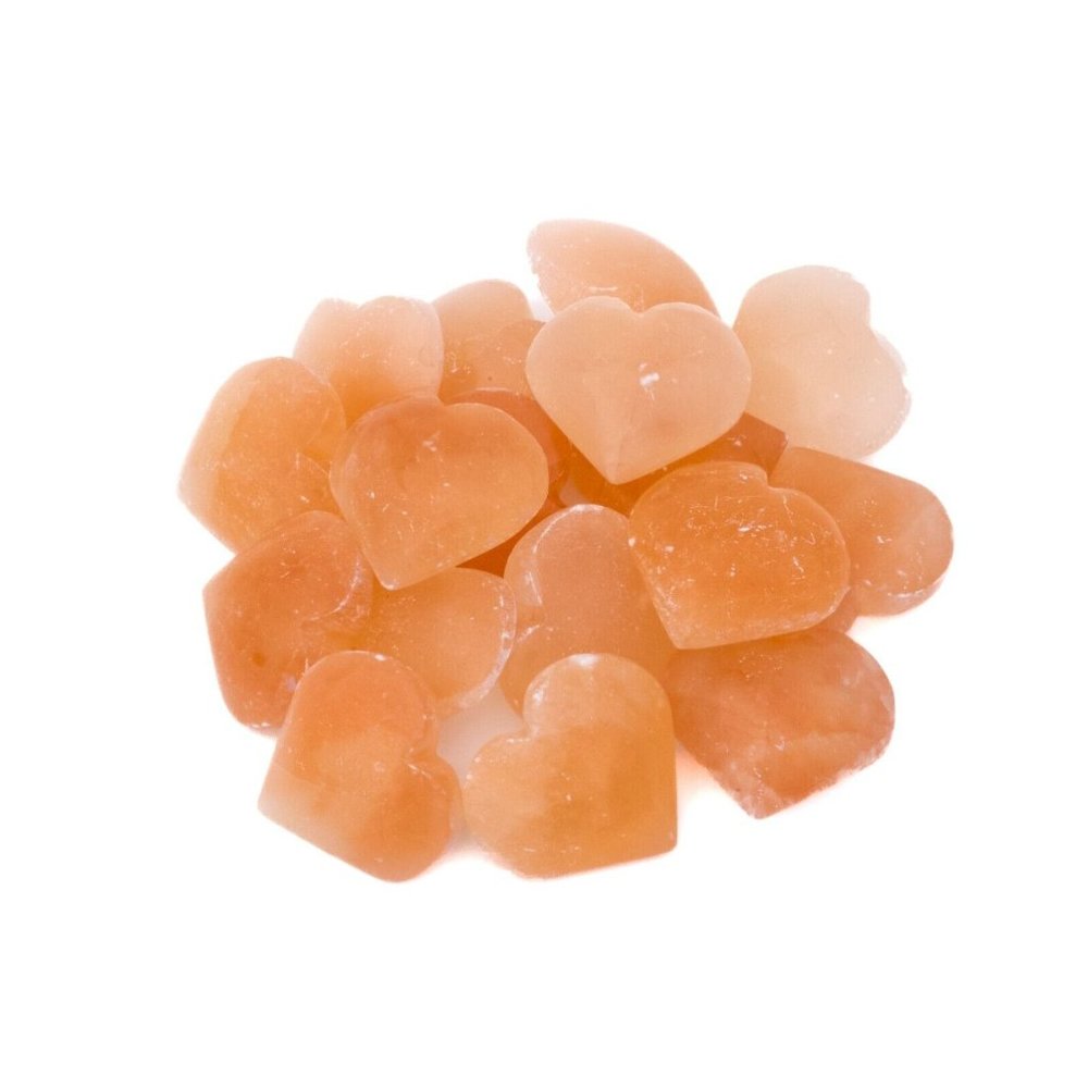 Raw Orange Selenite Heart Gemstone Crystal Shaped Specimen Natural Healing Gem
